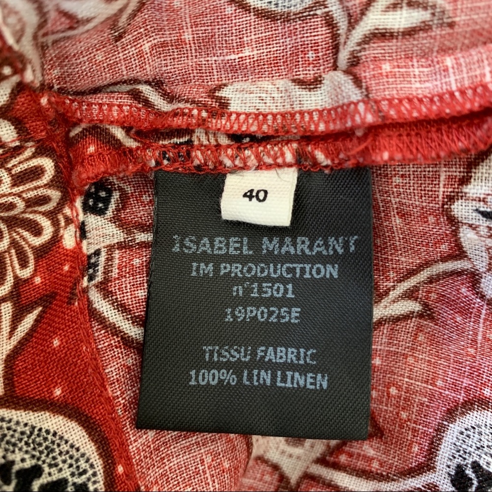 Isabel Marant Etoile Tempster Skirt (Sz FR 40) Linen Wrap Mini Floral Rust - Picture 15 of 16